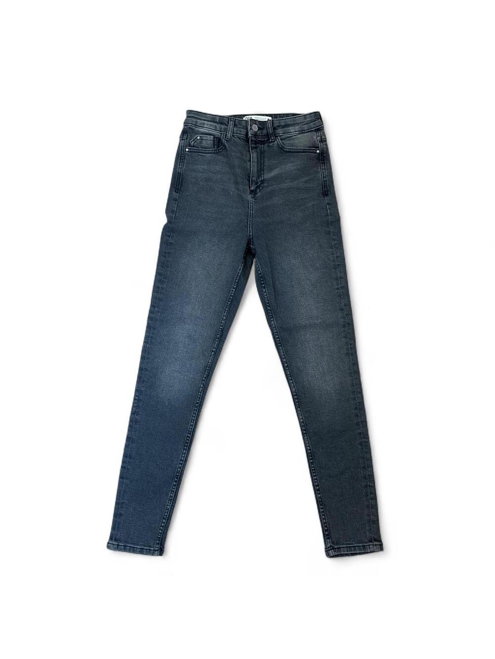 Zara Women's Black and Gray Super High Waisted Skinny Jeans Size 4